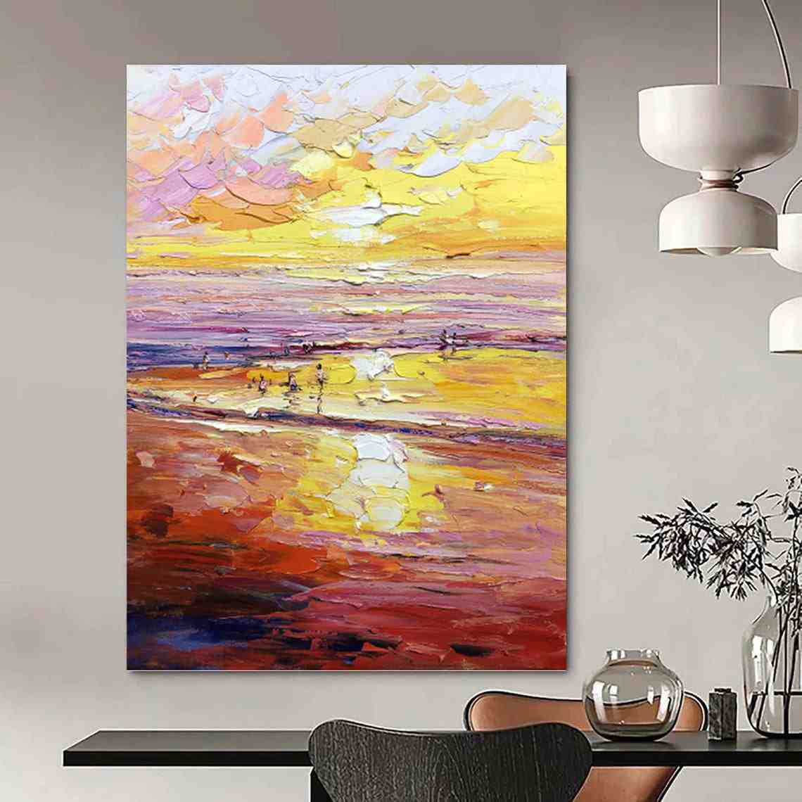 beach sunset scenic orange design 5